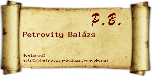 Petrovity Balázs névjegykártya